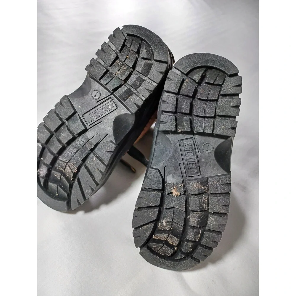 Khombu Chairlift Boots Kids Size 1 Black Brown Duck Snow Winter Faux Fur Zip‎